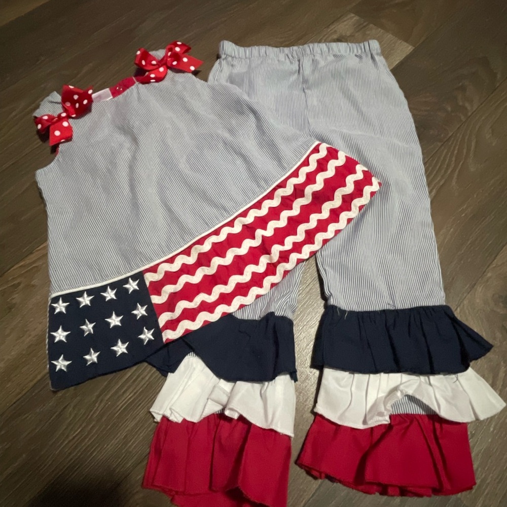 Cre8ions Patriotic Kids Outfit with Stars and Stripes